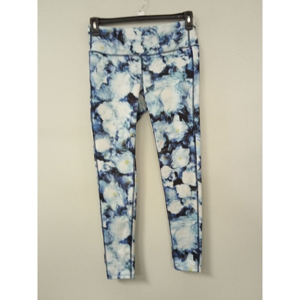 Athleta Blue White Floral Leggings Size Medium